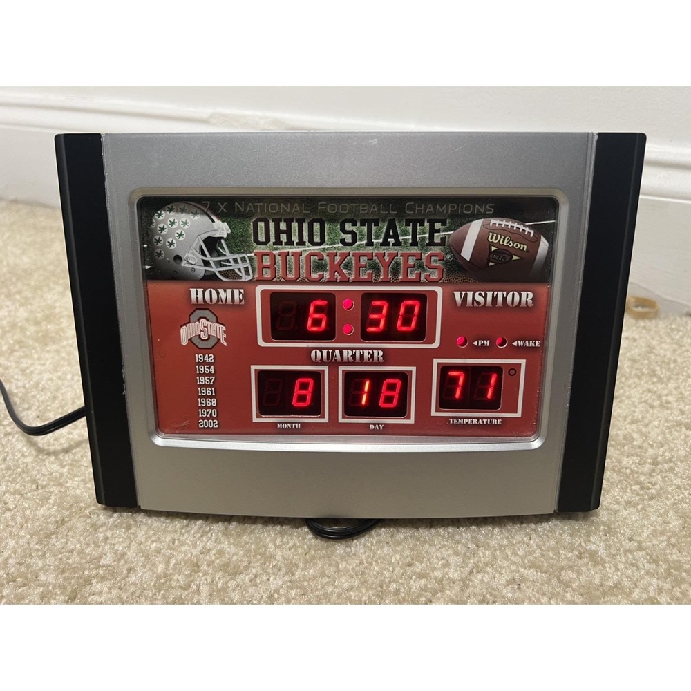 VTG Ohio State Buckeyes OSU Clock And Alarm Clock Football Scoreboard Works EUC